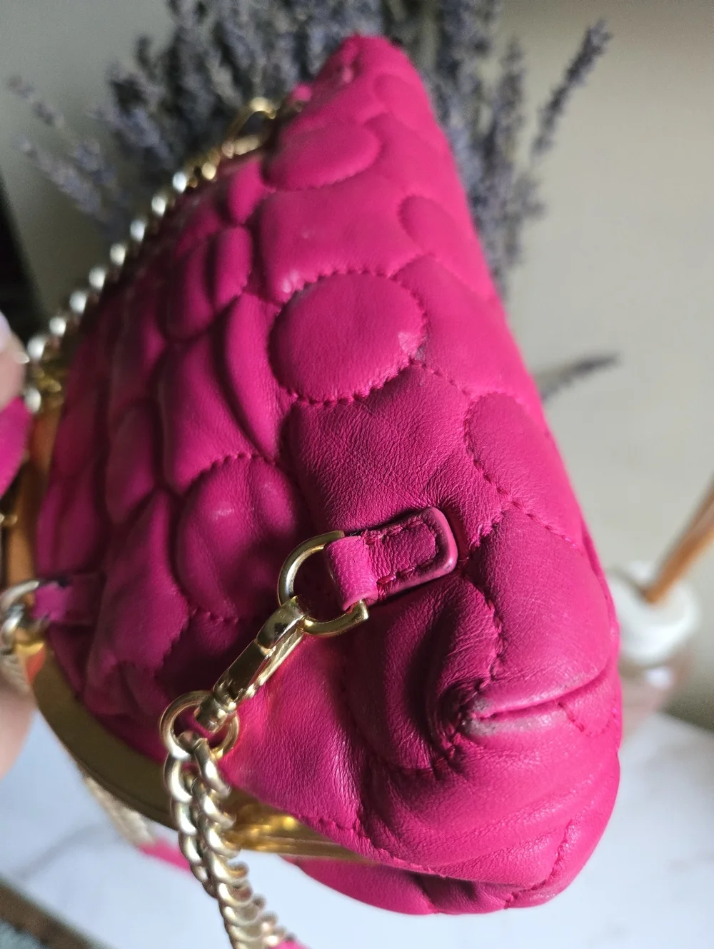 Rare Vintage Moschino Kisslock Pink Quilted Leather Shoulder Bag & Backpack